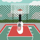 The official rim height for courts is set at 10 ft or 3.05 meters.
